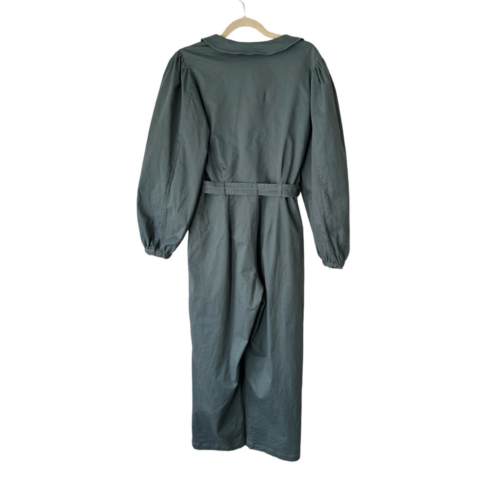 & Other Stories Green Belted Long-Sleeve Cotton Jumpsuit - Picture 6 of 7